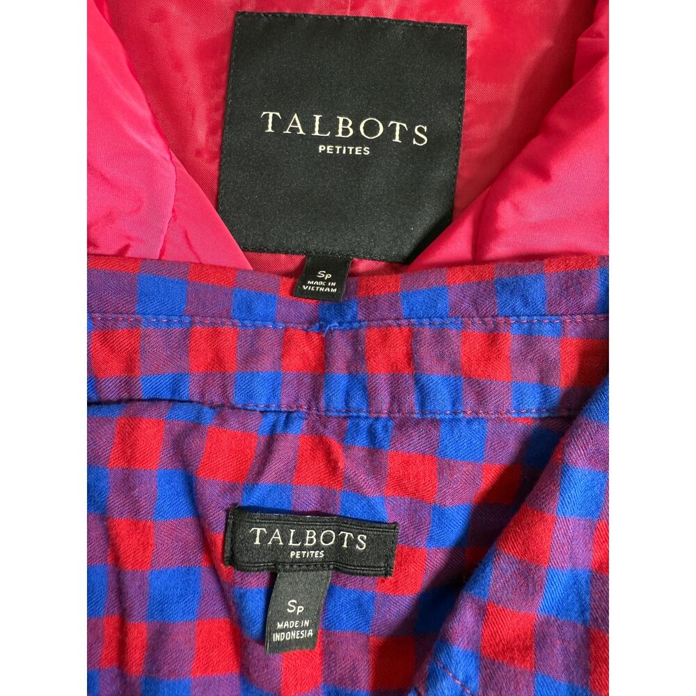 Talbots Buffalo Plaid Flannel Shirt & Quilted Vest Womens Size Small Petite - Picture 15 of 16